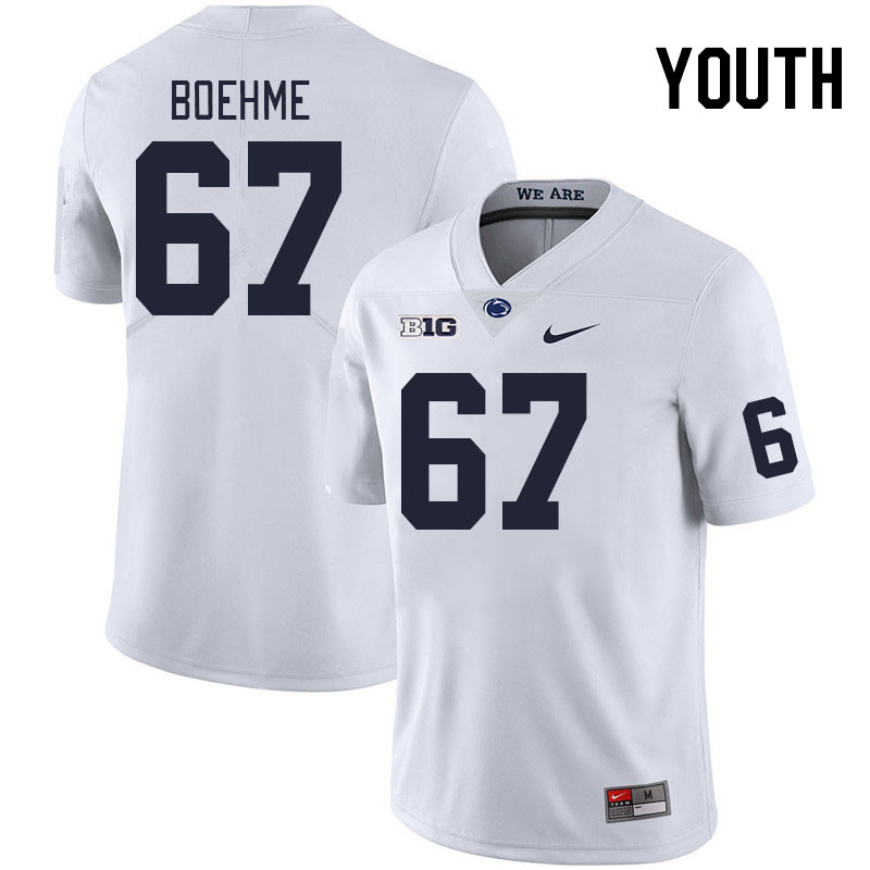 Youth #67 Henry Boehme Penn State Nittany Lions College Football Jerseys Stitched Sale-White